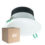 Confezione Multipack 4x Philips Downlight LED Coreline DN142B Aluminium Bianca 11W 1200lm 60D - 830 Luce Calda | Ritaglio 155mm - IP20 - Bianca Riflettore