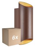 Confezione Multipack 6x Nordlux Nico Luce Da Parete Aluminium Arrugginito Up & Down | IP54 - Adatto per 2x GU10